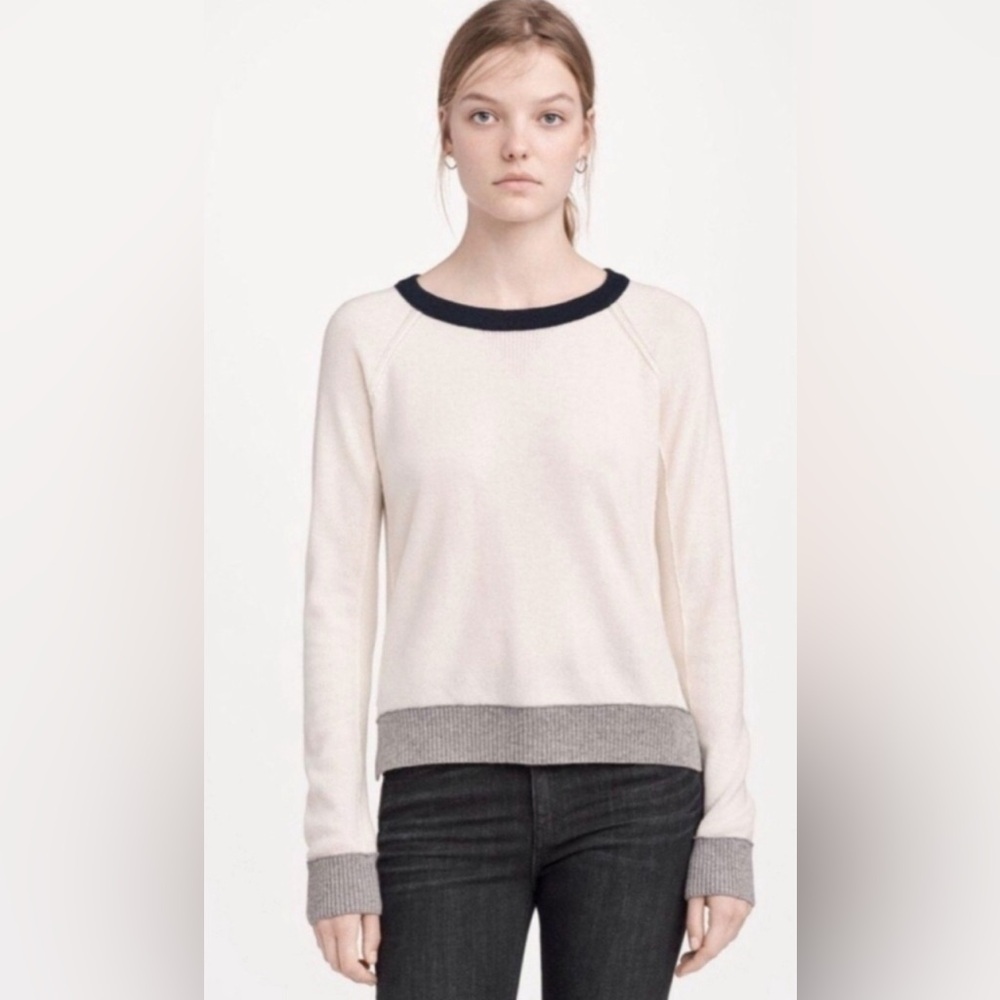 Rag & Bone Charley Cashmere Wool Crewneck Knit Sweater Ivory